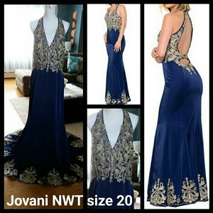 Brand new Jovani Navy /Gold colors